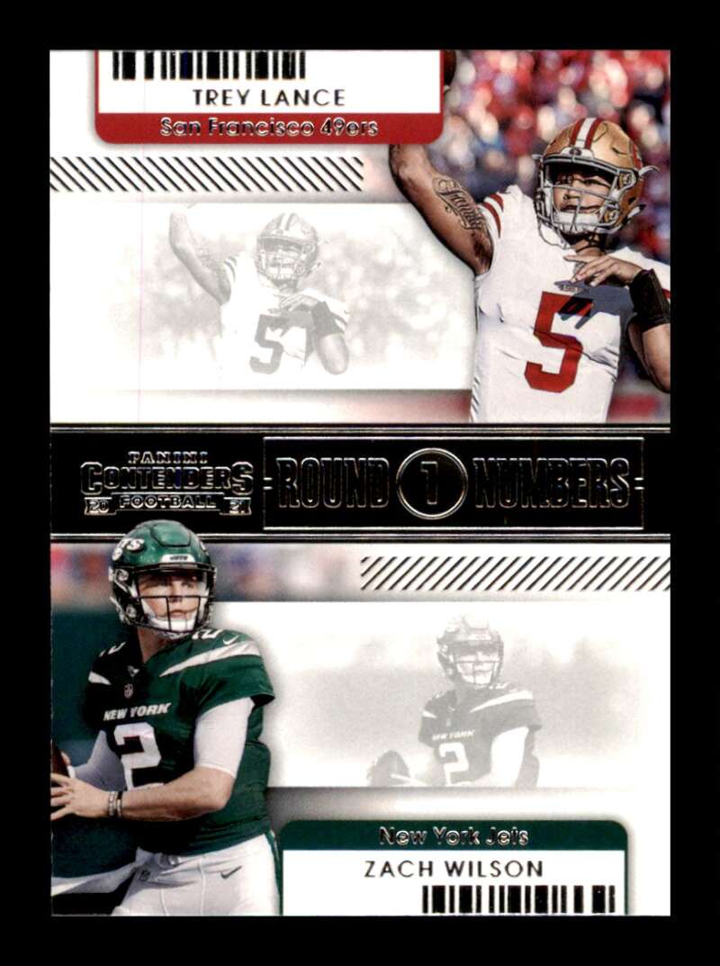 Load image into Gallery viewer, 2021 Panini Contenders Round Numbers Trey Lance Zach Wilson #RN-TLA Rookie RC Ne Image 1
