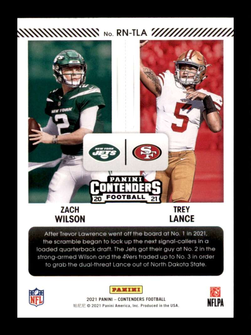 Load image into Gallery viewer, 2021 Panini Contenders Round Numbers Trey Lance Zach Wilson #RN-TLA Rookie RC Ne Image 2
