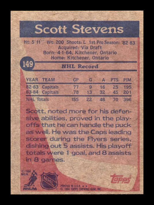 1984-85 Topps Scott Stevens 