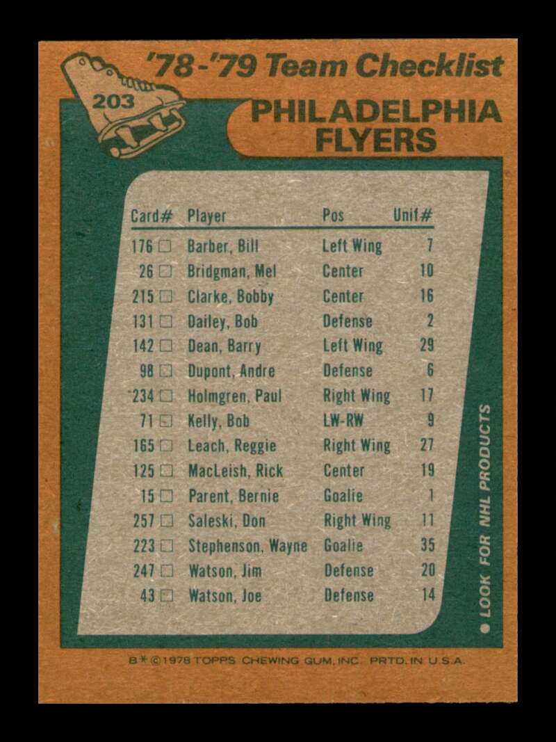 Load image into Gallery viewer, 1978-79 Topps Philadelphia Flyers #203 Checklist Unmarked Set Break  Image 2
