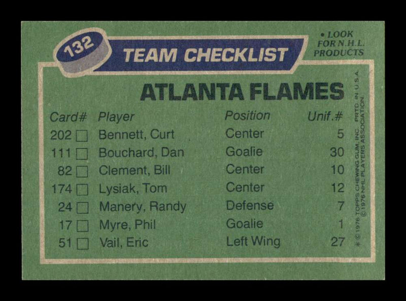 Load image into Gallery viewer, 1976-77 Topps Atlanta Flames #132 Checklist Unmarked Set Break  Image 2
