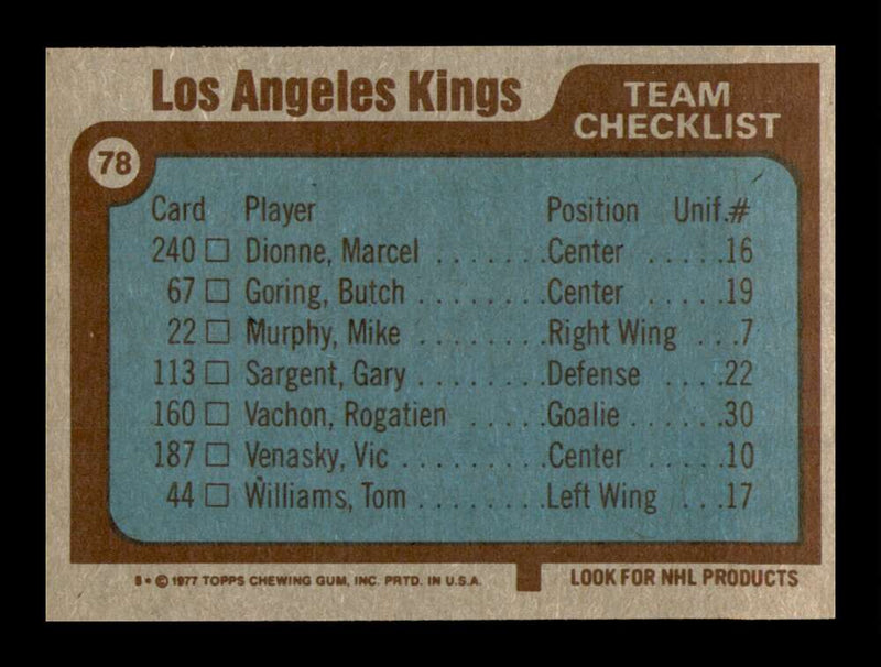 Load image into Gallery viewer, 1977-78 Topps Los Angeles Kings #78 Checklist Unmarked Set Break  Image 2
