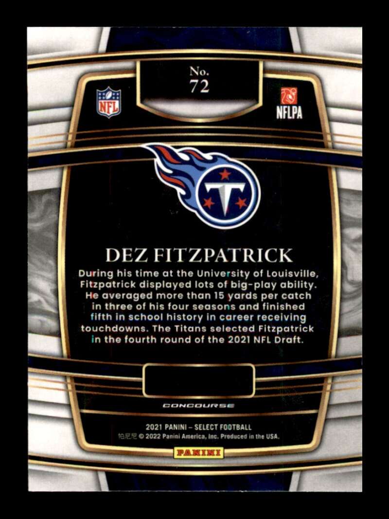 Load image into Gallery viewer, 2021 Panini Select Dez Fitzpatrick #72 Rookie RC Tennessee Titans Image 2
