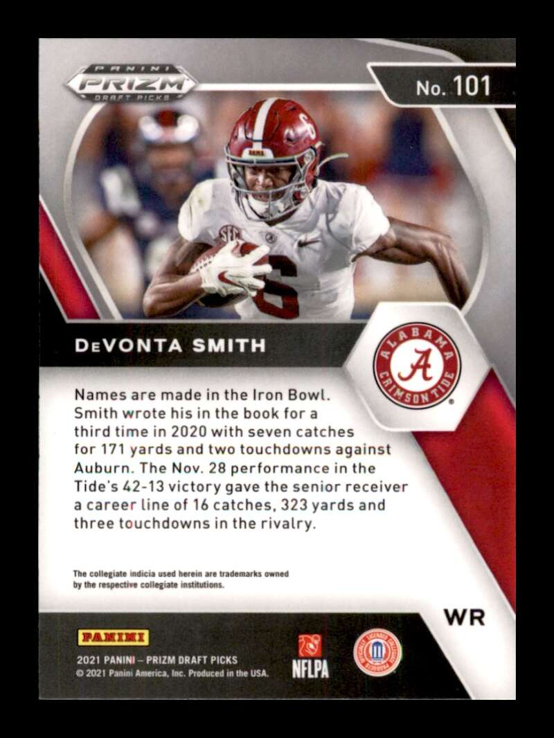 Load image into Gallery viewer, 2021 Panini Prizm Draft DeVonta Smith #101 Alabama Crimson Tide Image 2
