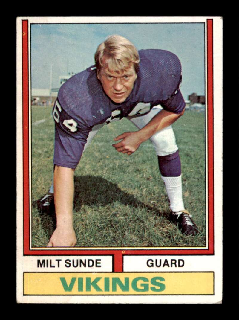 Load image into Gallery viewer, 1974 Topps Milt Sunde #57 Minnesota Vikings Image 1
