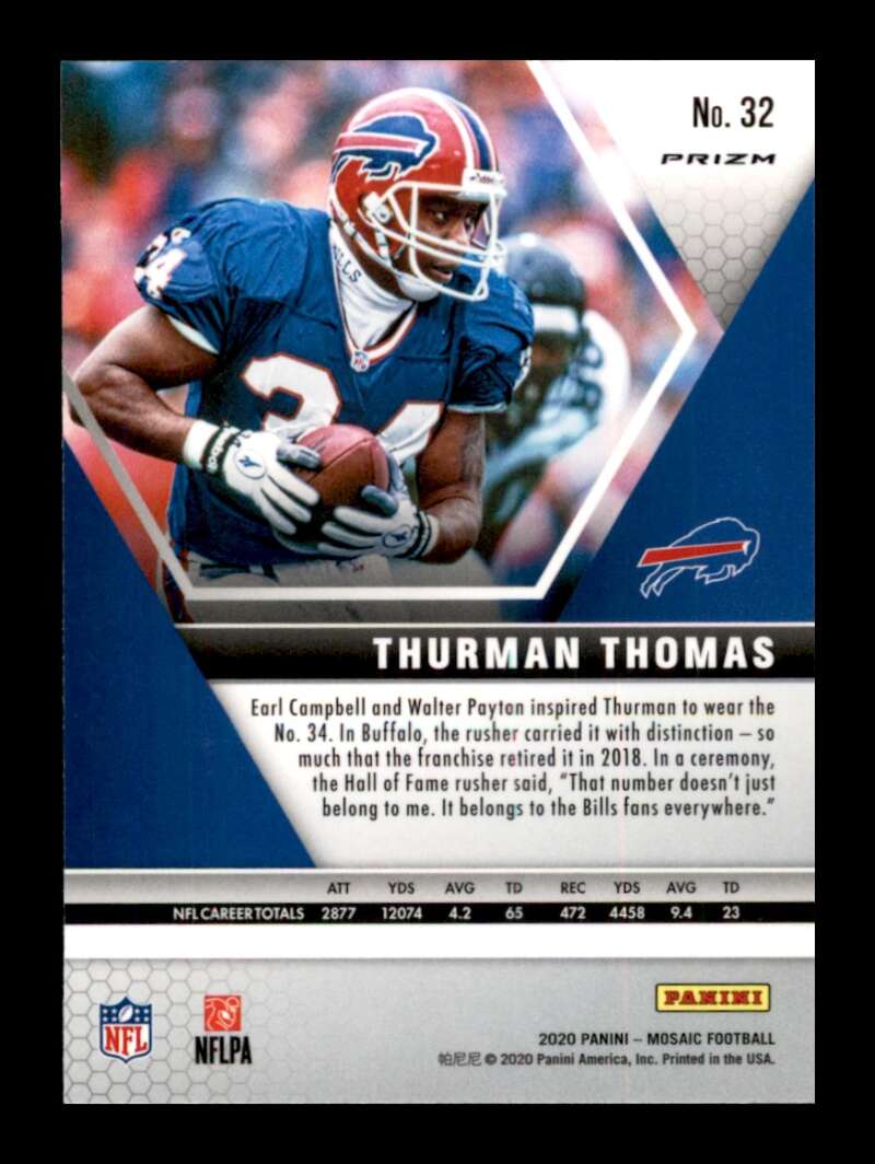 Load image into Gallery viewer, 2020 Panini Mosaic Pink Camo Prizm Thurman Thomas #32 Buffalo Bills Image 2
