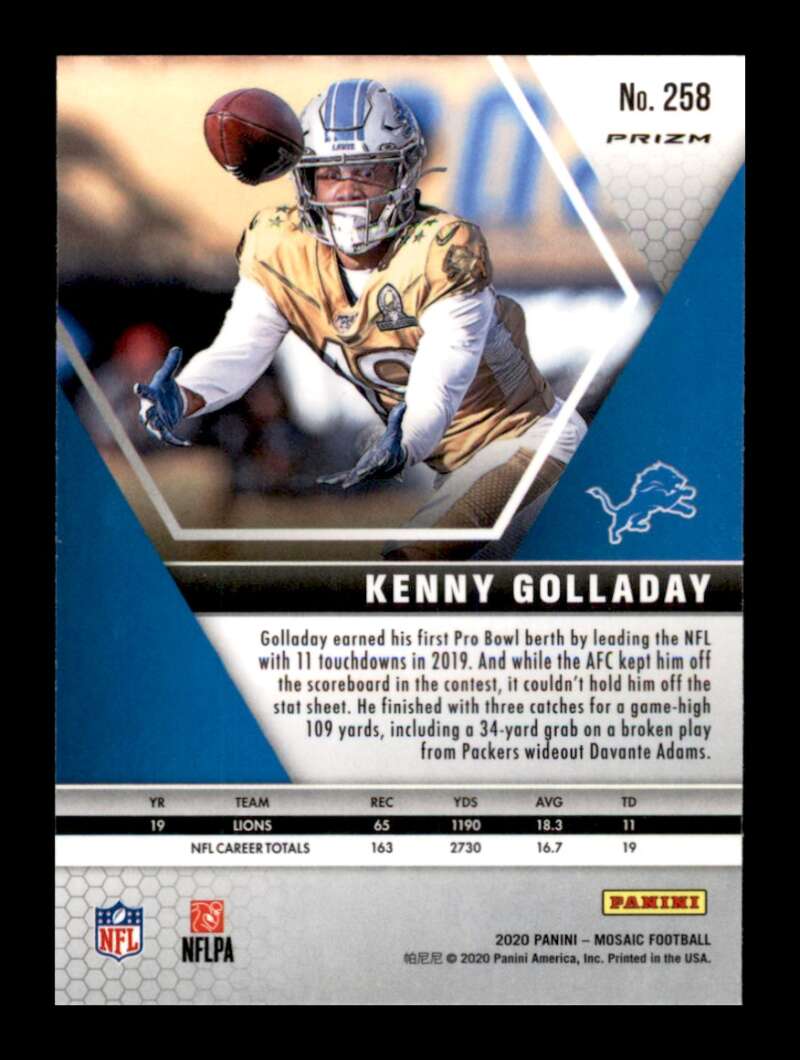 Load image into Gallery viewer, 2020 Panini Mosaic Green Mosaic Prizm Kenny Golladay #258 Detroit Lions Image 2
