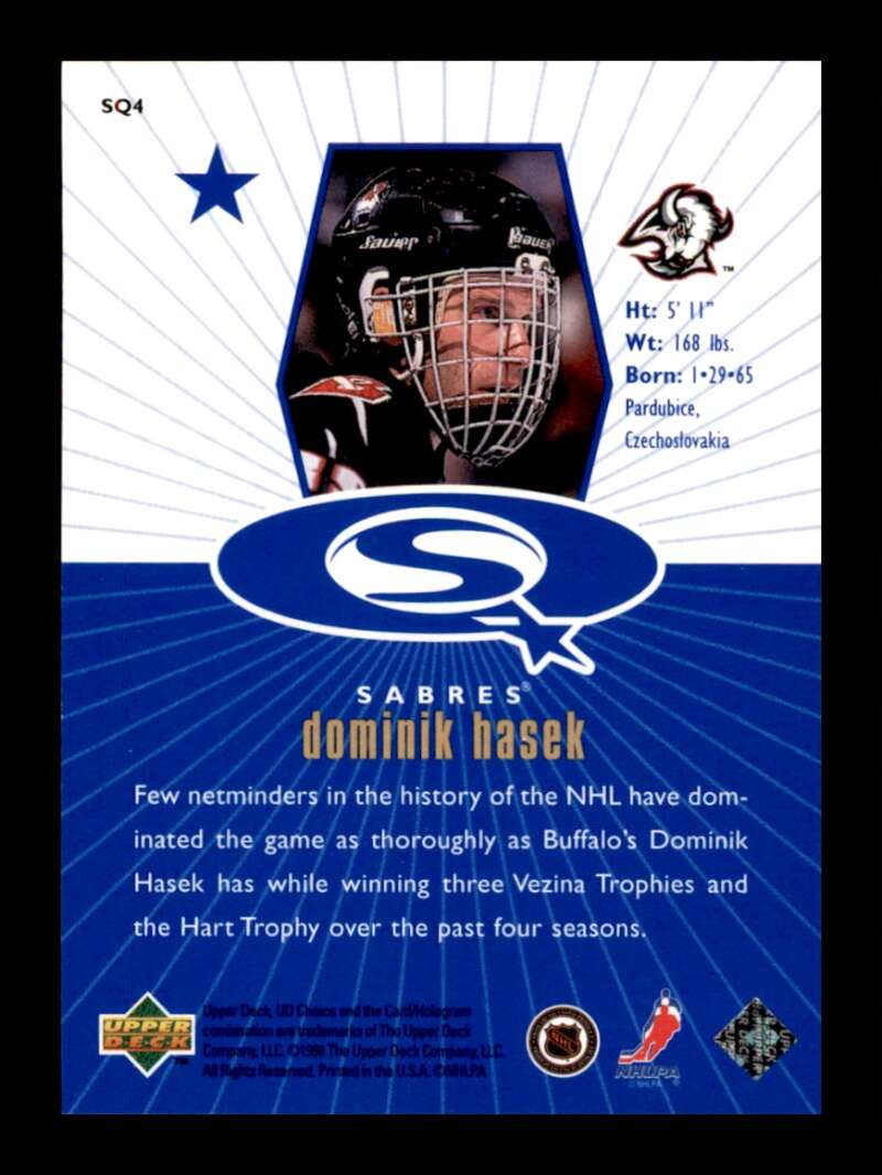 Load image into Gallery viewer, 1998-99 UD Choice StarQuest Blue Dominik Hasek #SQ4 Buffalo Sabres Image 2
