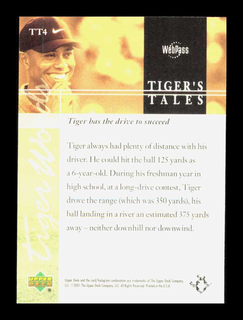 Load image into Gallery viewer, 2001 Upper Deck Tiger&#39;s Tales Tiger Woods #TT4 Rookie RC Image 2
