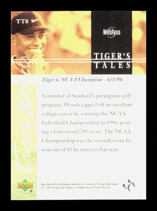 2001 Upper Deck Tiger's Tales Tiger Woods 