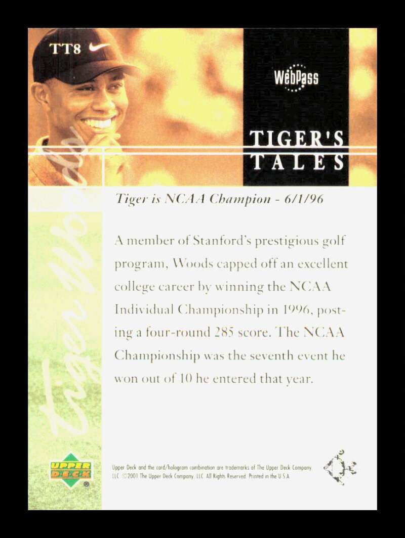 Load image into Gallery viewer, 2001 Upper Deck Tiger&#39;s Tales Tiger Woods #TT8 Rookie RC Image 2
