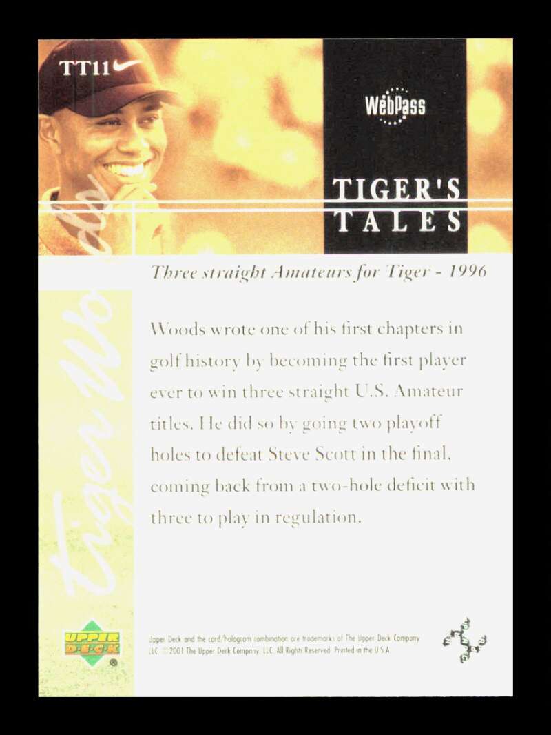 Load image into Gallery viewer, 2001 Upper Deck Tiger&#39;s Tales Tiger Woods #TT11 Rookie RC Image 2
