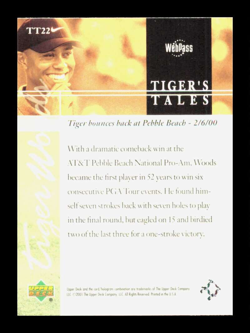 Load image into Gallery viewer, 2001 Upper Deck Tiger&#39;s Tales Tiger Woods #TT22 Rookie RC Image 2

