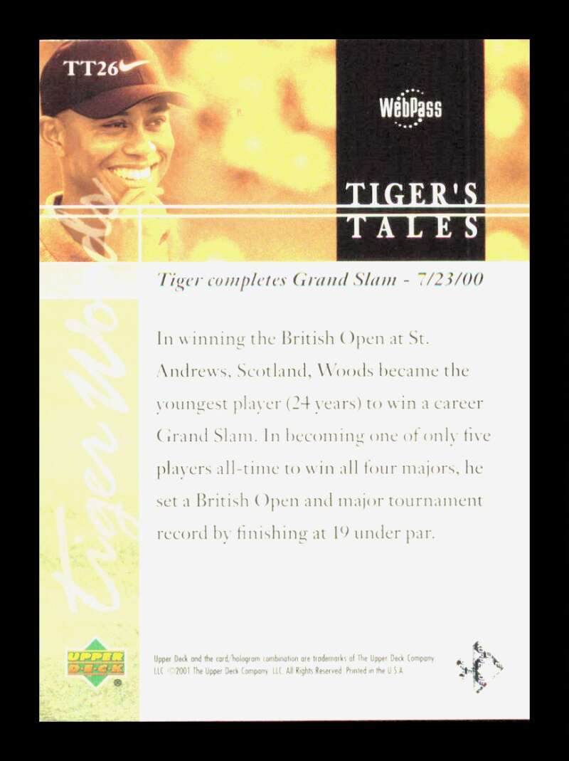 Load image into Gallery viewer, 2001 Upper Deck Tiger&#39;s Tales Tiger Woods #TT26 Rookie RC Image 2
