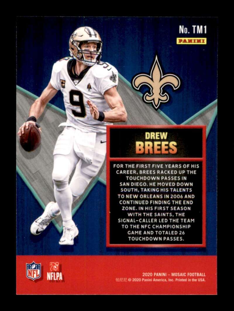 : 2020 Panini Mosaic Touchdown Masters Football #1 Drew Brees New  Orleans Saints Official NFL Trading Card From Panini America : Collectibles  & Fine Art