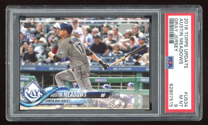 Load image into Gallery viewer, 2018 Topps Update Austin Meadows #US34 Rookie RC Tampa Bay Rays PSA 9  Image 1
