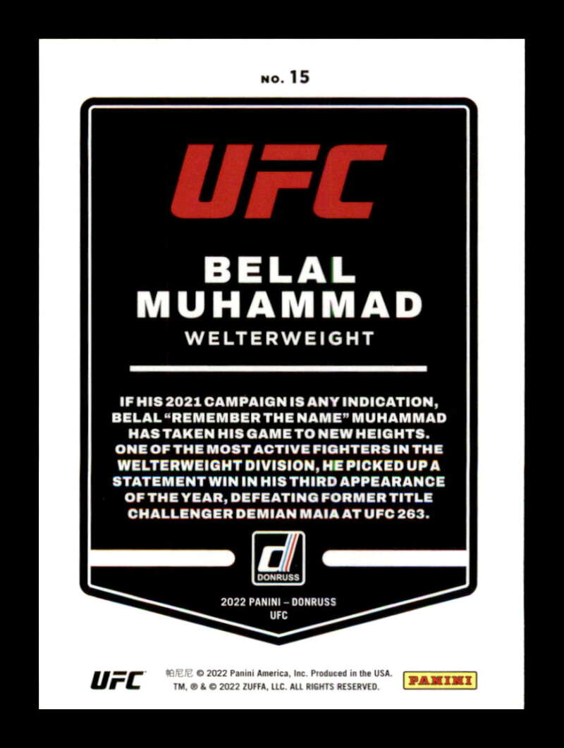 Load image into Gallery viewer, 2022 Donruss Belal Muhammad #15 Welterweight Image 2
