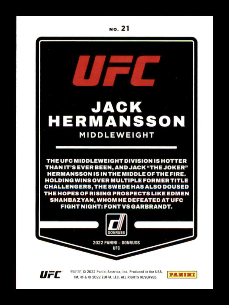 Load image into Gallery viewer, 2022 Donruss Jack Hermansson #21 Middleweight Image 2
