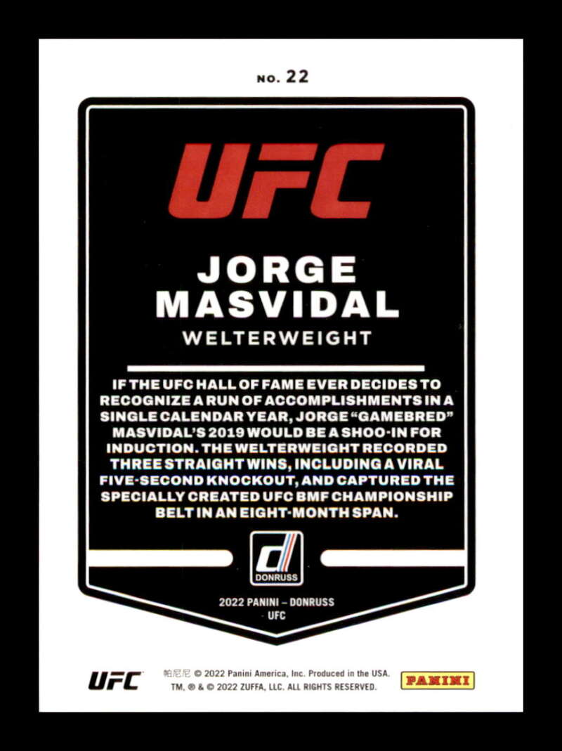 Load image into Gallery viewer, 2022 Donruss Jorge Masvidal #22 Welterweight Image 2
