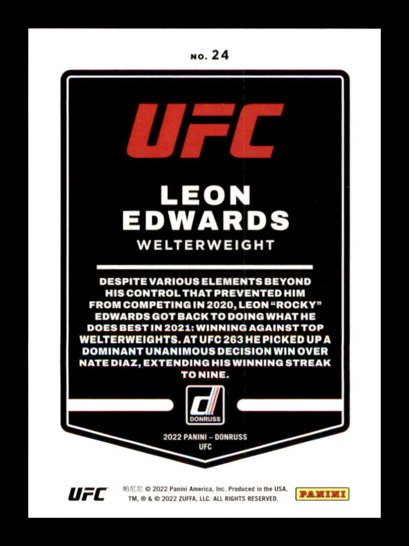 Load image into Gallery viewer, 2022 Donruss Leon Edwards #24 Welterweight Image 2
