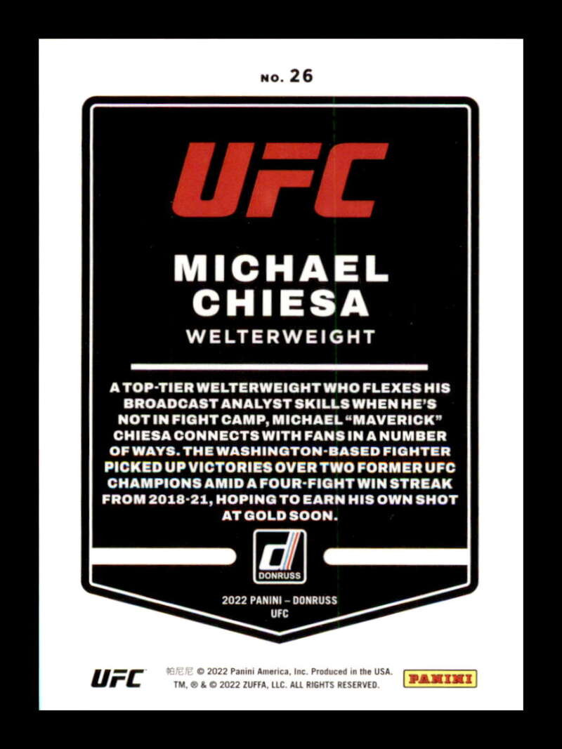 Load image into Gallery viewer, 2022 Donruss Michael Chiesa #26 Welterweight Image 2
