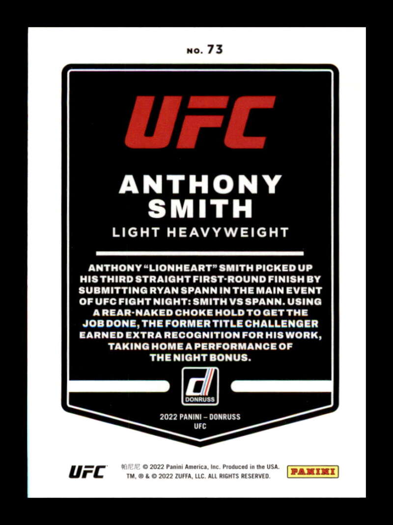 Load image into Gallery viewer, 2022 Donruss Anthony Smith #73 Light Heavyweight Image 2
