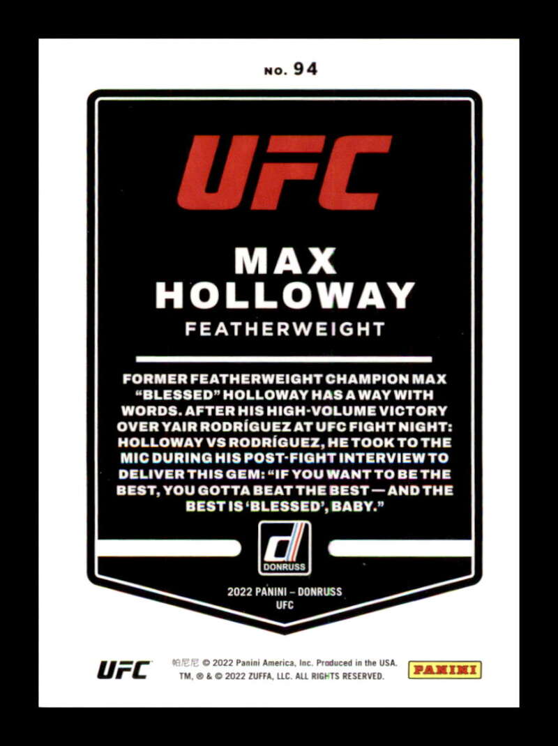 Load image into Gallery viewer, 2022 Donruss Max Holloway #94 Featherweight Image 2
