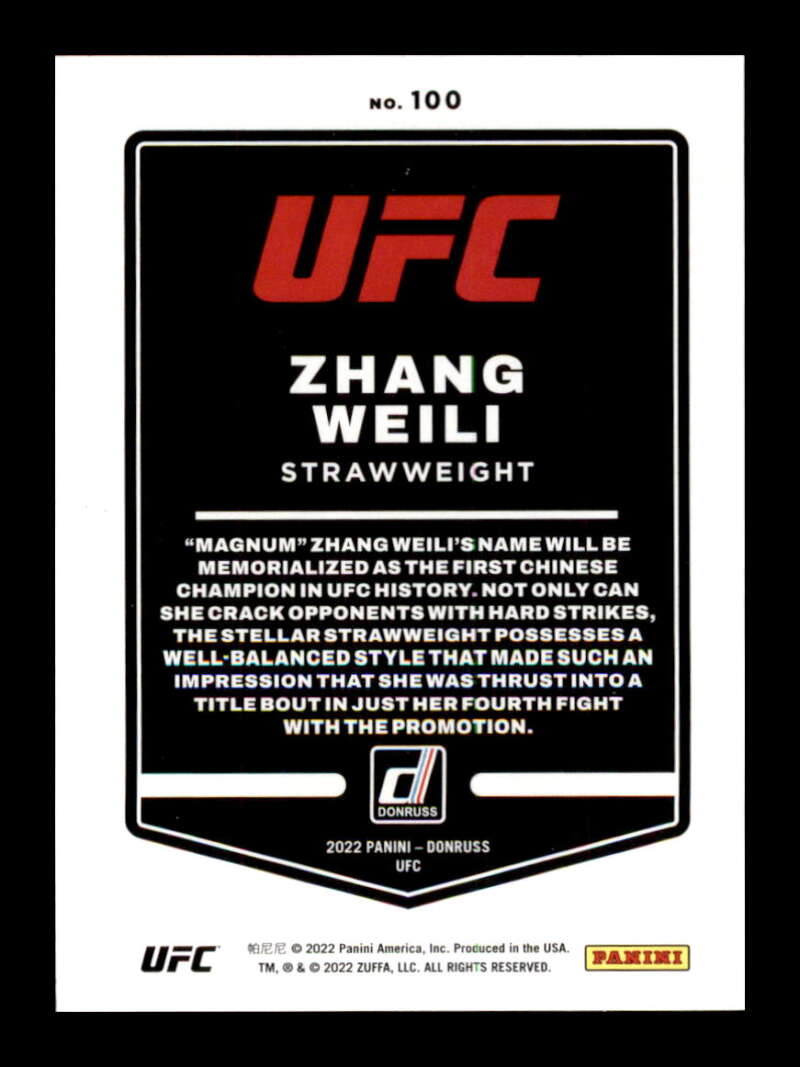 Load image into Gallery viewer, 2022 Donruss Zhang Weili #100 Strawweight Image 2
