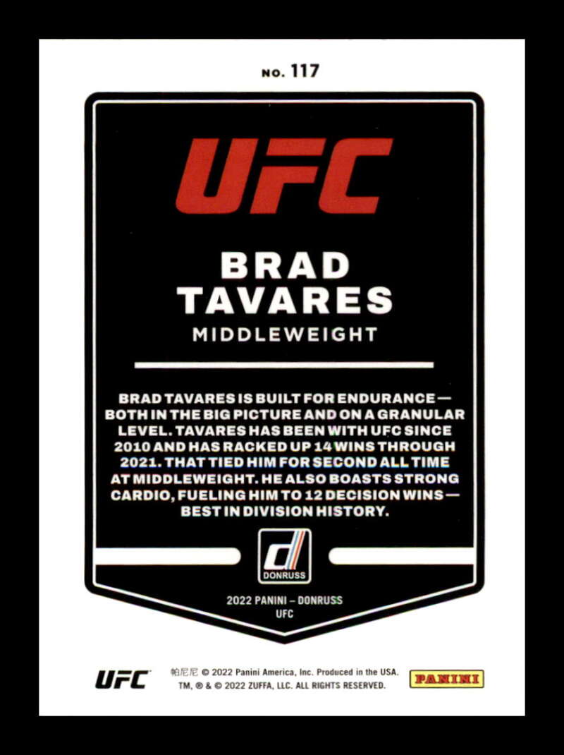 Load image into Gallery viewer, 2022 Donruss Brad Tavares #117 Middleweight Image 2
