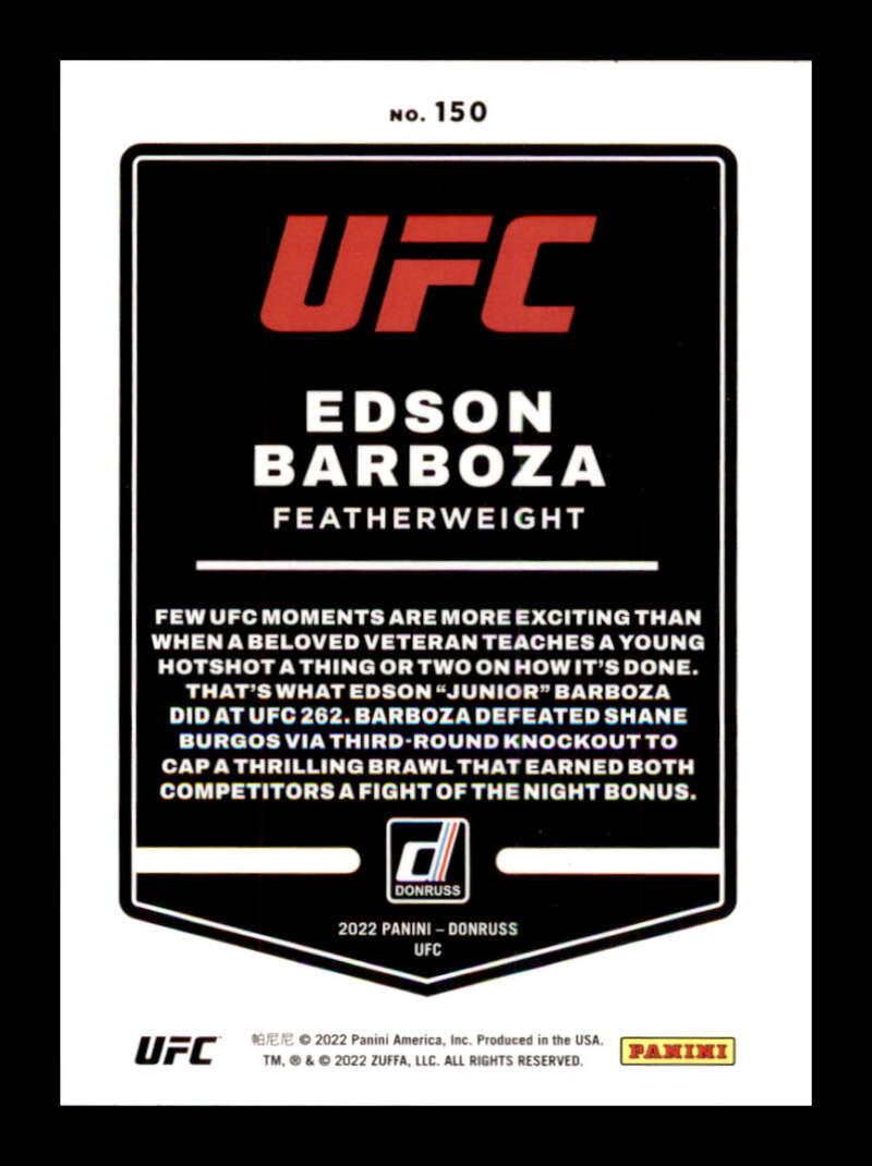 Load image into Gallery viewer, 2022 Donruss Edson Barboza #150 Featherweight Image 2
