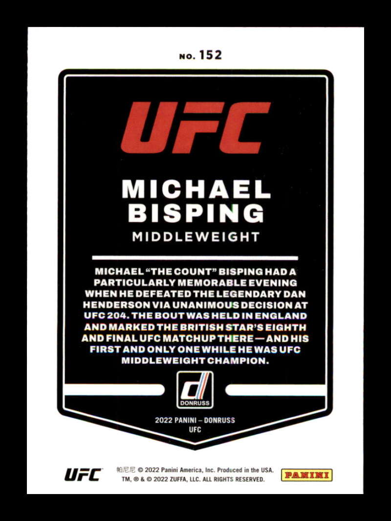 Load image into Gallery viewer, 2022 Donruss Michael Bisping #152 Middleweight Image 2
