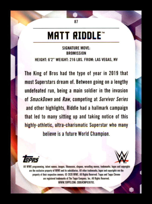2020 Topps Chrome WWE Green Refractor Matt Riddle