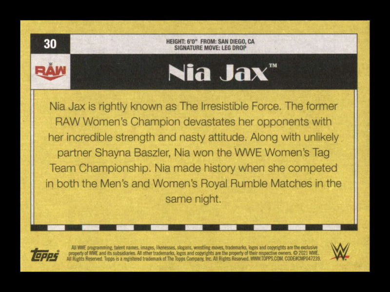 Load image into Gallery viewer, 2021 Topps Heritage WWE Green Nia Jax #30 Short Print SP /99 Image 2
