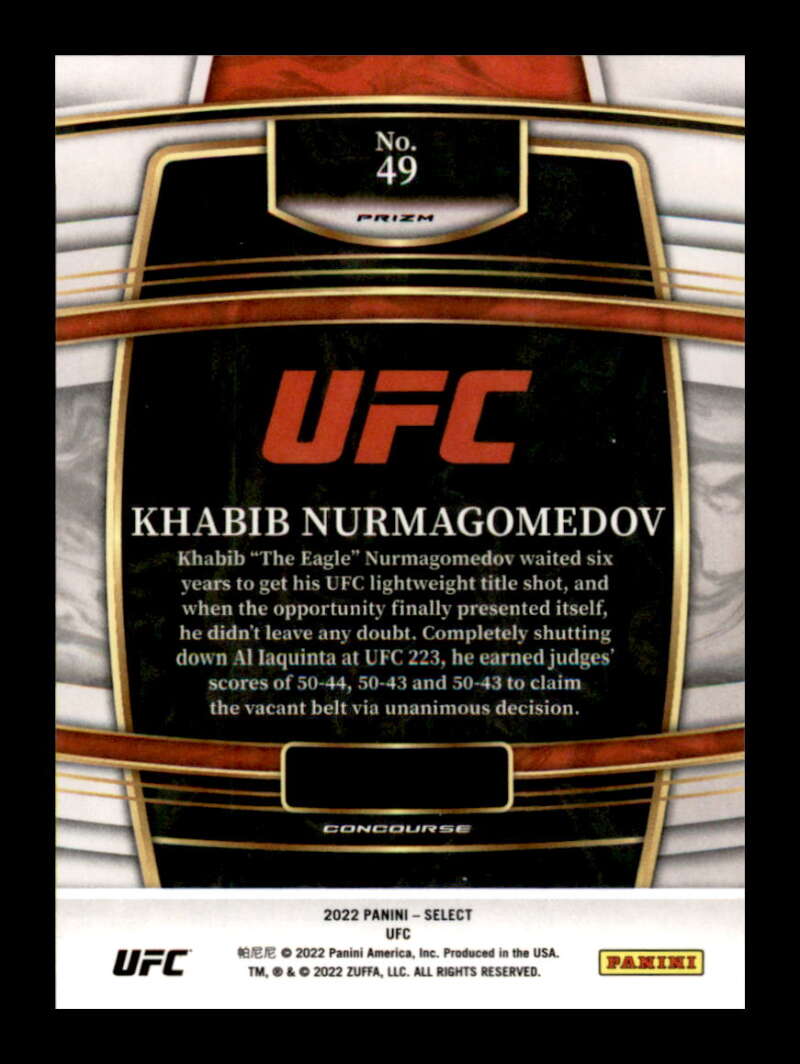 Load image into Gallery viewer, 2022 Panini Select UFC Blue Prizm Khabib Nurmagomedov #49 Lightweight Image 2

