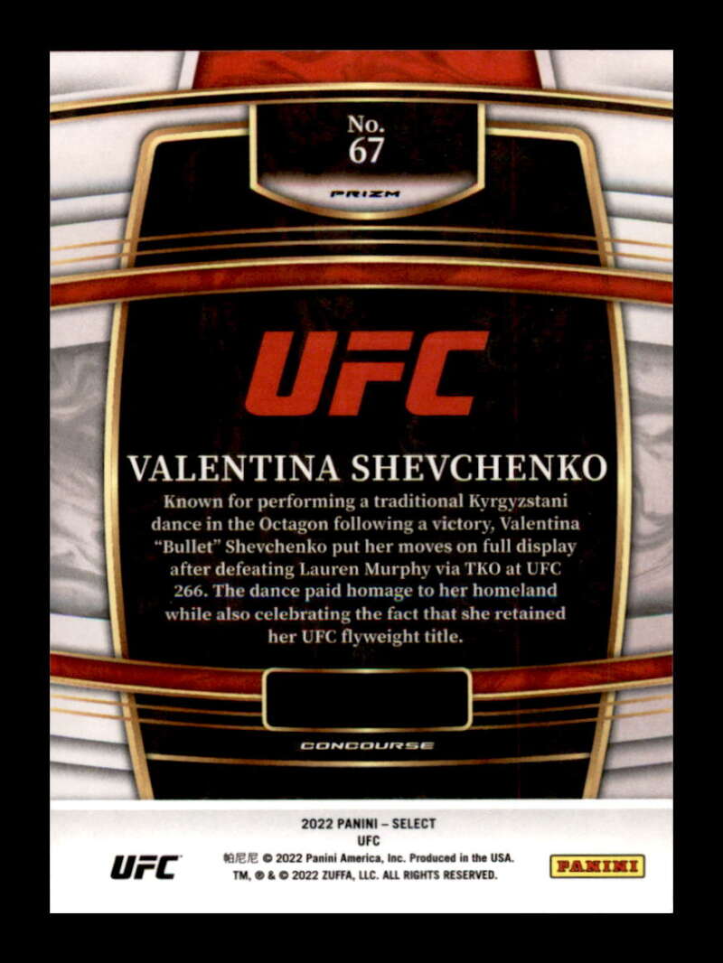 Load image into Gallery viewer, 2022 Panini Select UFC Silver Prizm Valentina Shevchenko #67 Flyweight Image 2
