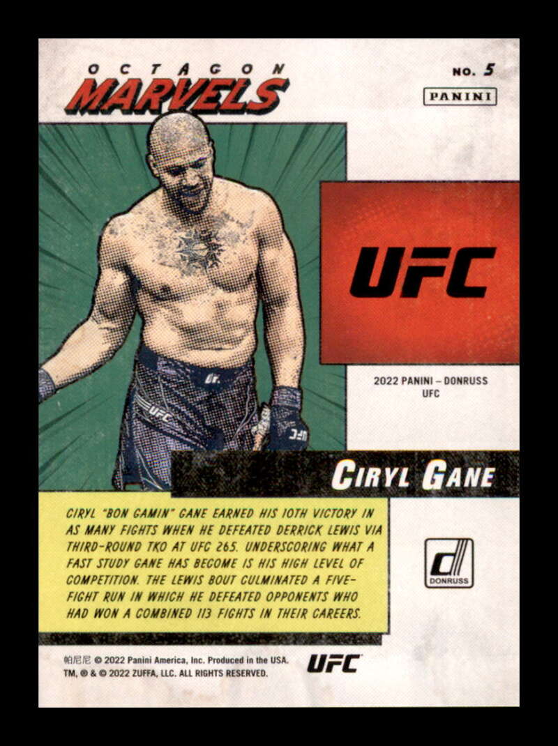 Load image into Gallery viewer, 2022 Donruss UFC Octagon Marvels Holo Purple Laser Ciryl Gane #5 Heavyweight /99 Image 2
