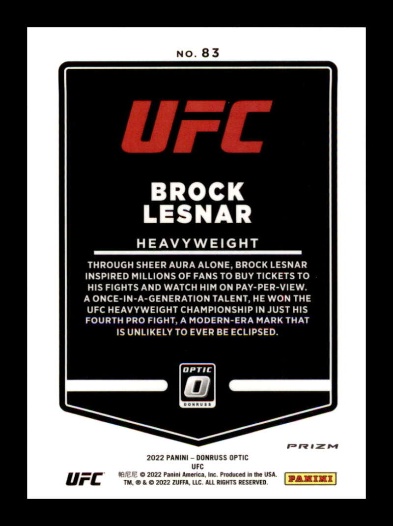 Load image into Gallery viewer, 2022 Donruss Optic UFC Blue Velocity Prizm Brock Lesnar #83 Heavyweight Image 2
