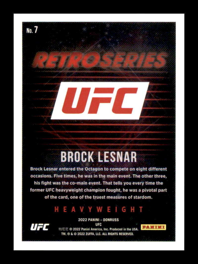 Load image into Gallery viewer, 2022 Donruss UFC Retro Series Purple Laser Brock Lesnar #7 Heavyweight /99 Image 2

