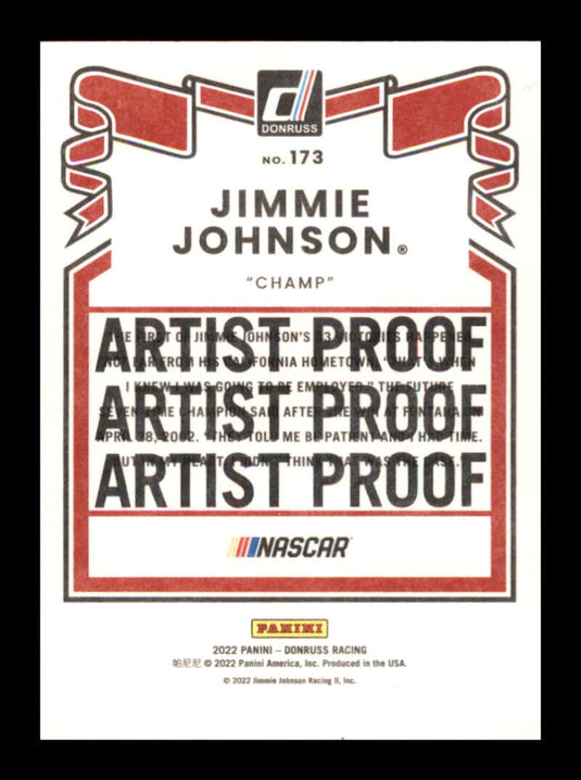 2022 Donruss Artist Proof Jimmie Johnson 
