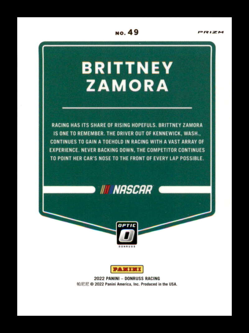 Load image into Gallery viewer, 2022 Donruss Optic Lime Green Pulsar Brittney Zamora #49  Image 2
