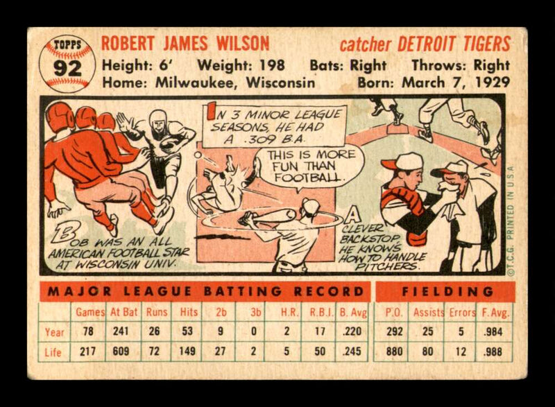 Load image into Gallery viewer, 1956 Topps Red Wilson #92 White Back Set Break Detroit Tigers Image 2
