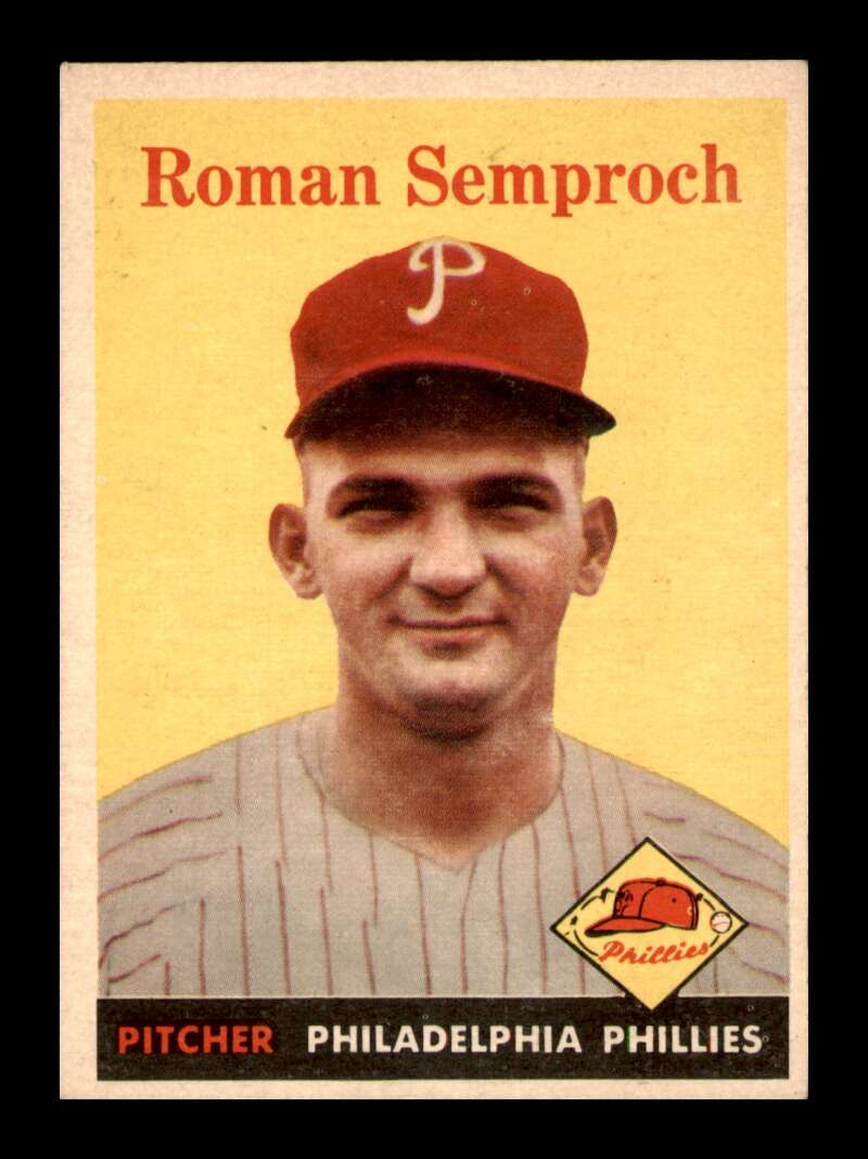 Load image into Gallery viewer, 1958 Topps Roman Semproch #474 Set Break Philadelphia Phillies Image 1
