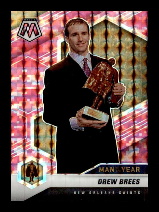 2021 Panini Mosaic Pink Camo Prizm Drew Brees