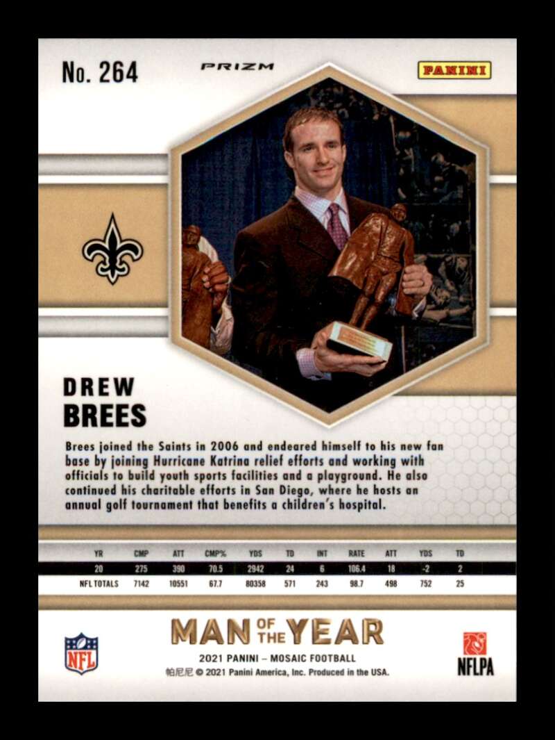 Load image into Gallery viewer, 2021 Panini Mosaic Pink Camo Prizm Drew Brees #264 Man Of The Year Saints Image 2
