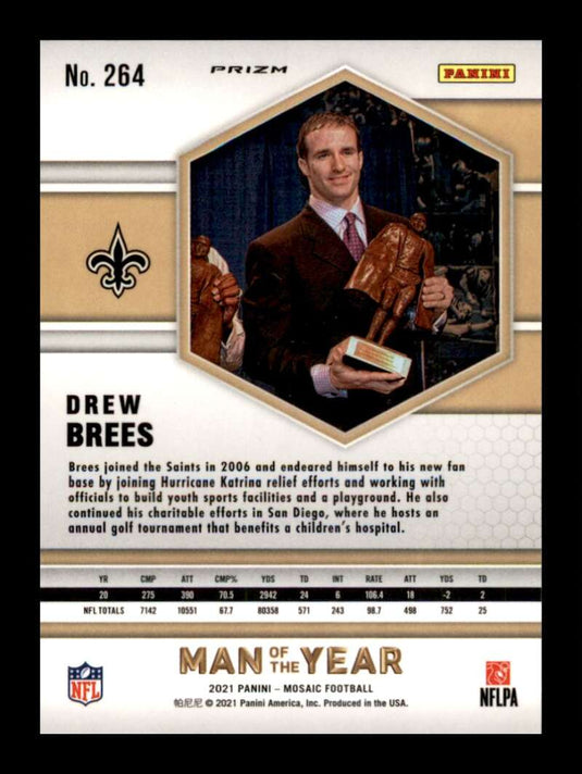 2021 Panini Mosaic Pink Camo Prizm Drew Brees