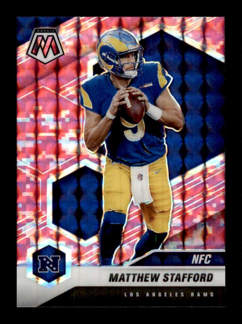 Load image into Gallery viewer, 2021 Panini Mosaic Pink Camo Prizm Matthew Stafford #205 Los Angeles Rams Image 1
