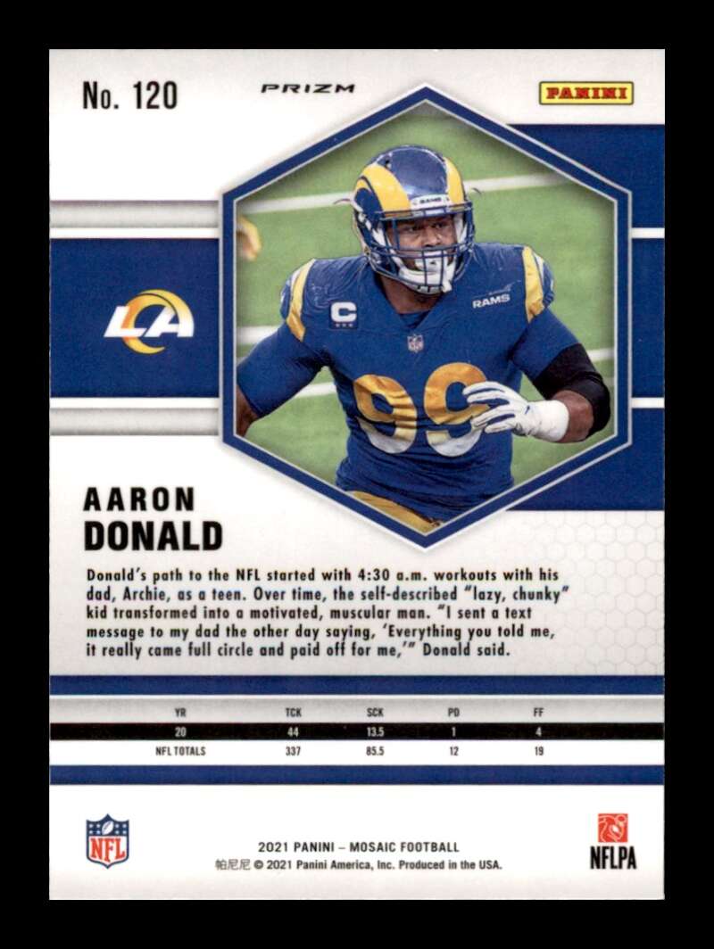 Load image into Gallery viewer, 2021 Panini Mosaic Pink Camo Prizm Aaron Donald #120 Los Angeles Rams Image 2
