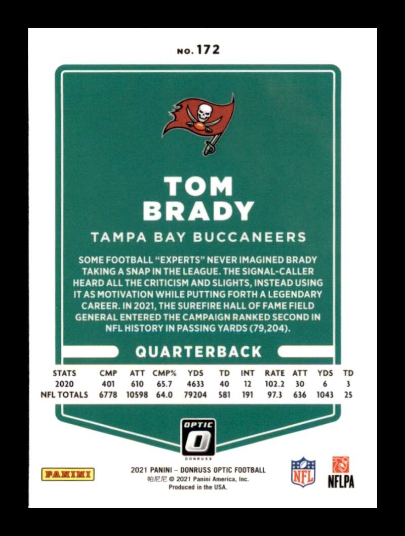 Load image into Gallery viewer, 2021 Donruss Optic Tom Brady #172 Tampa Bay Buccaneers Image 2
