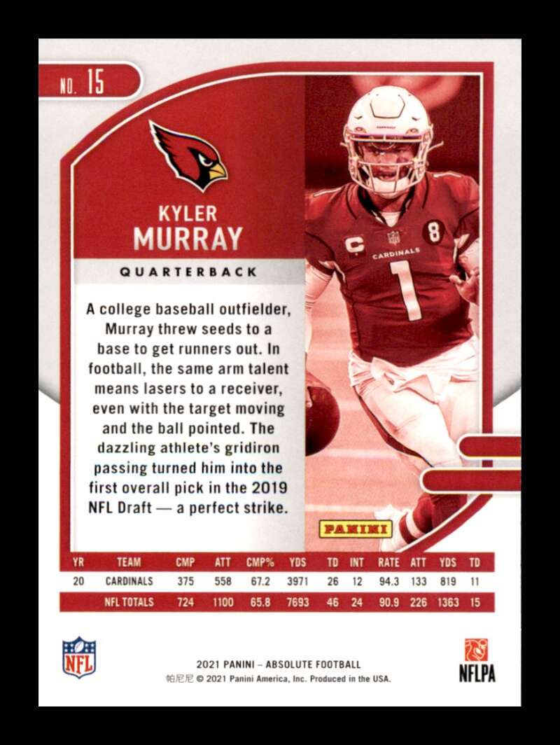 Load image into Gallery viewer, 2021 Panini Absolute Kyler Murray #15 Arizona Cardinals Image 2
