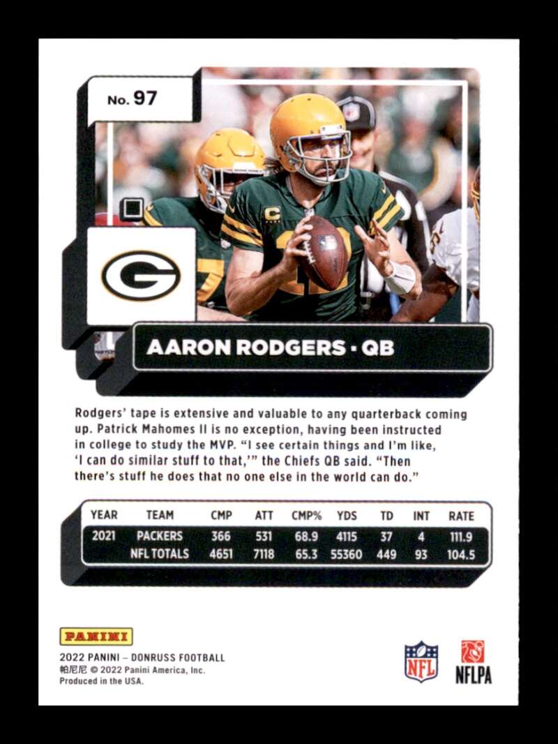 Load image into Gallery viewer, 2022 Donruss Aaron Rodgers #97 Green Bay Packers Image 2
